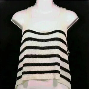 NEW NWT Millau Women's Black/White Striped Stripe Cotton Sweater Tank $108